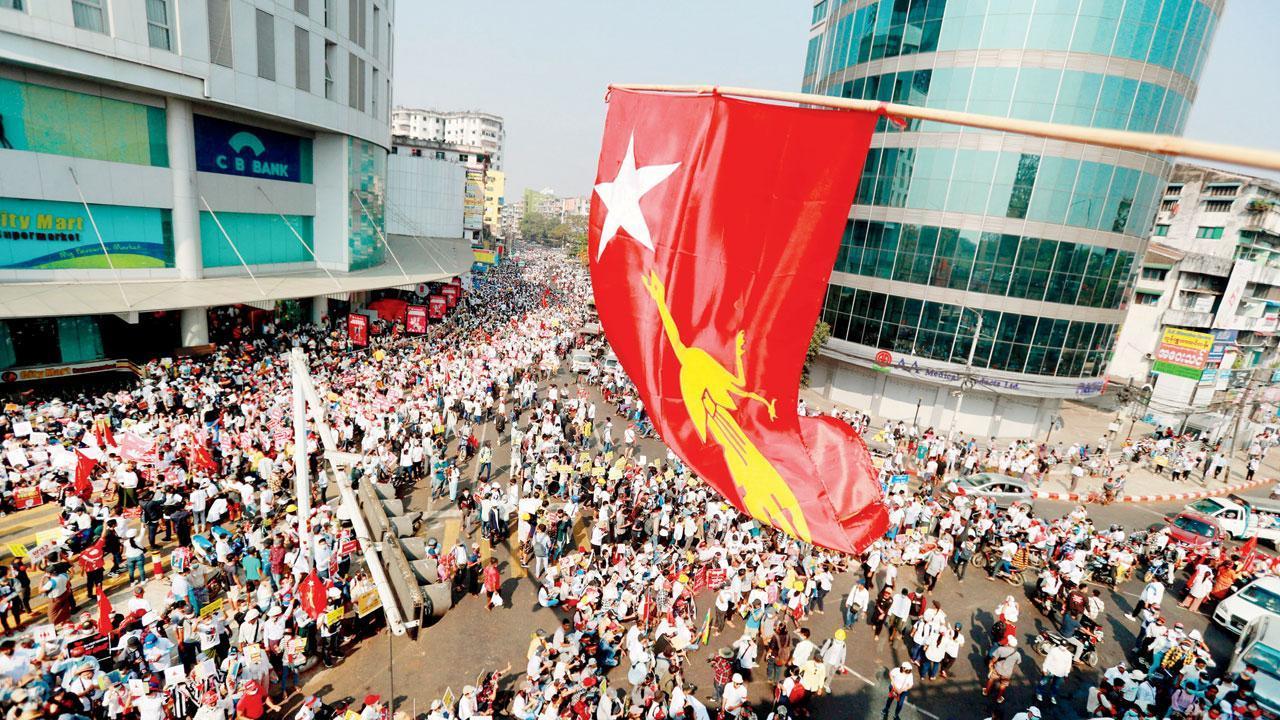 Protesters face bullets in ancient capital of Myanmar