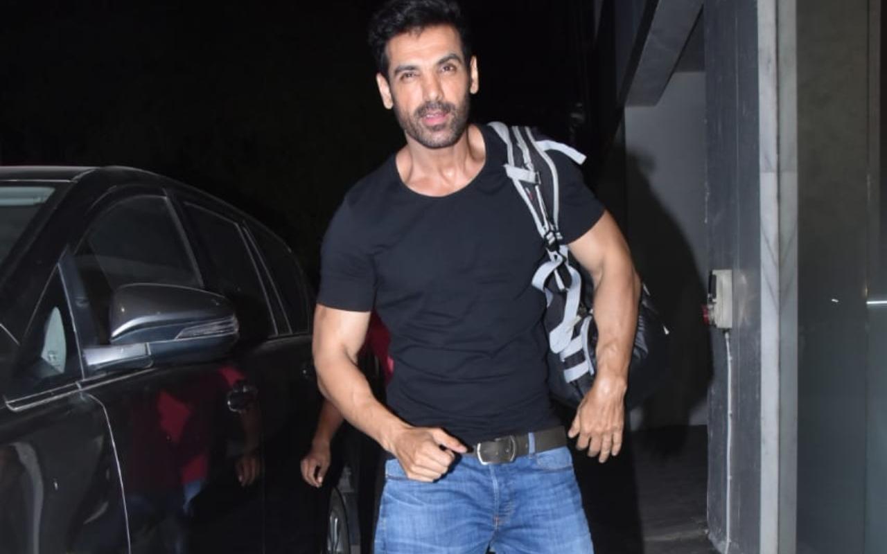 Later John was snapped promoting his upcoming film Mumbai Saga in Juhu.