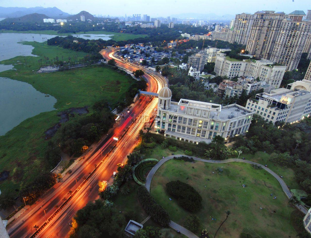 An aerial picture of Powai towards Powai lake on May 27, 2015. The photo was shot from Solitaire building in Powai. Pic: Ashish Rane