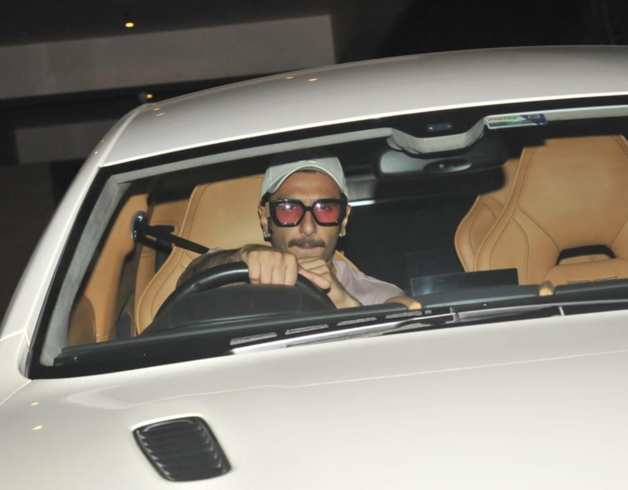 Ranveer Singh was snapped enjoying his car ride in Bandra. The actor will be next seen playing the role of Kapil Dev in the 1983 World Cup victory biopic '83 opposite wife Deepika Padukone.