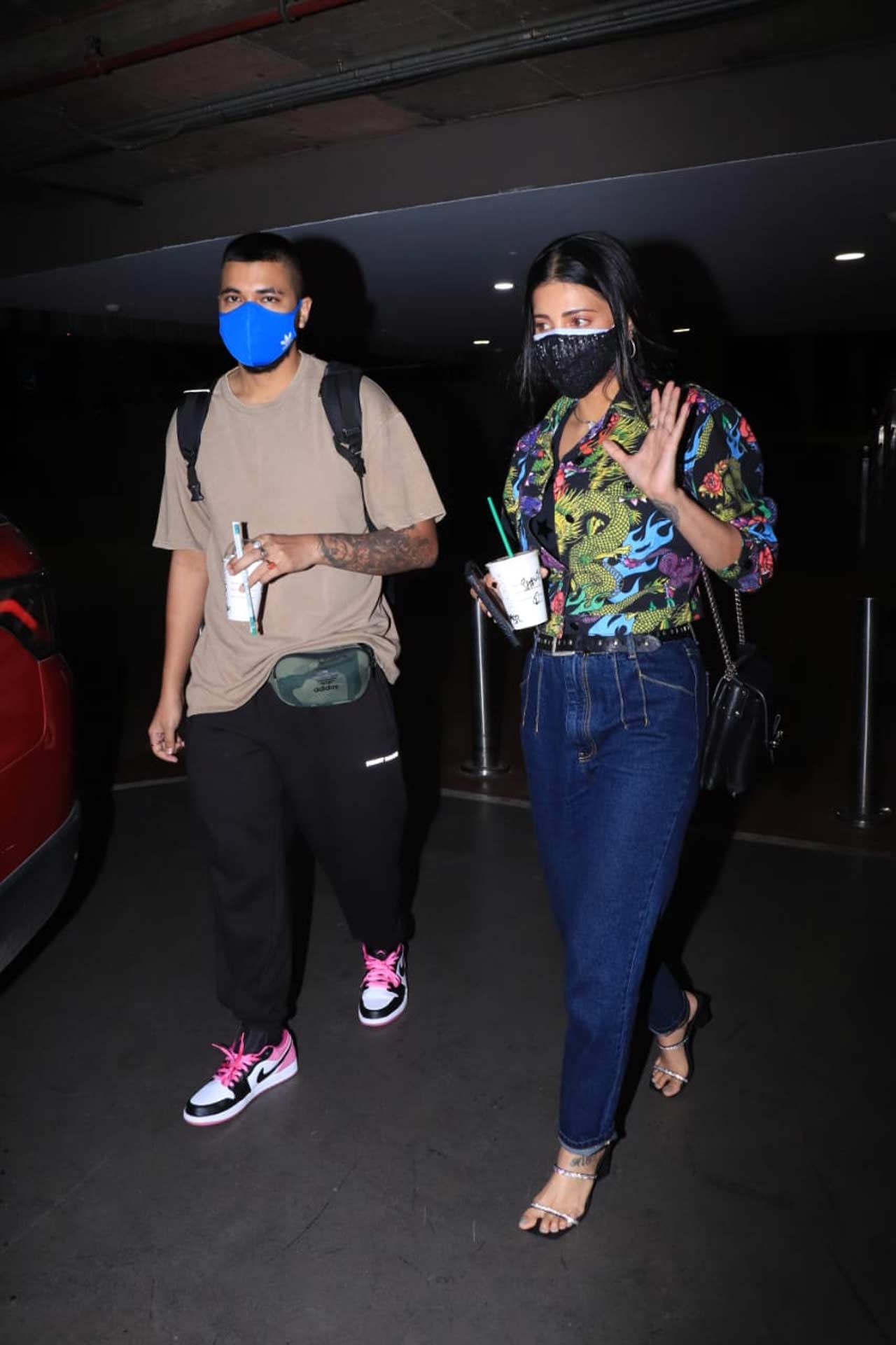 Shruti Haasan was clicked with boyfriend Santanu Hazarika at the Mumbai airport. The popular doodle artist went to Chennai to meet the actress, and the duo couldn't stop sharing loved-up posts on social media. 