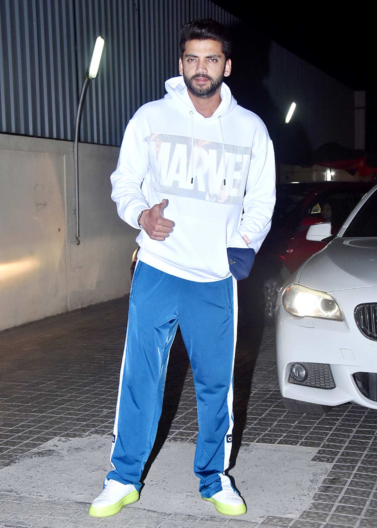 Zaheer Iqbal opted for a casual outfit as he attended the screening of Roohi.