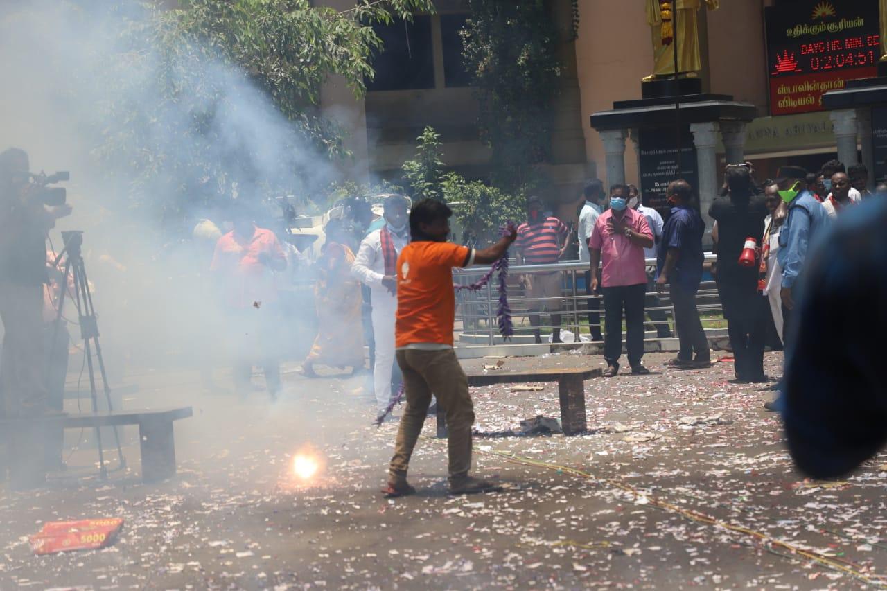 According to the Election Commission of India, one FIR had been filed in Tenyampet police station in T-Nagar district, Greater Chennai against cadres of a political party who had burst crackers near their party headquarters. The inspector of Teynampet PS has been placed under suspension for dereliction of duty. Photo/Pallav Paliwal