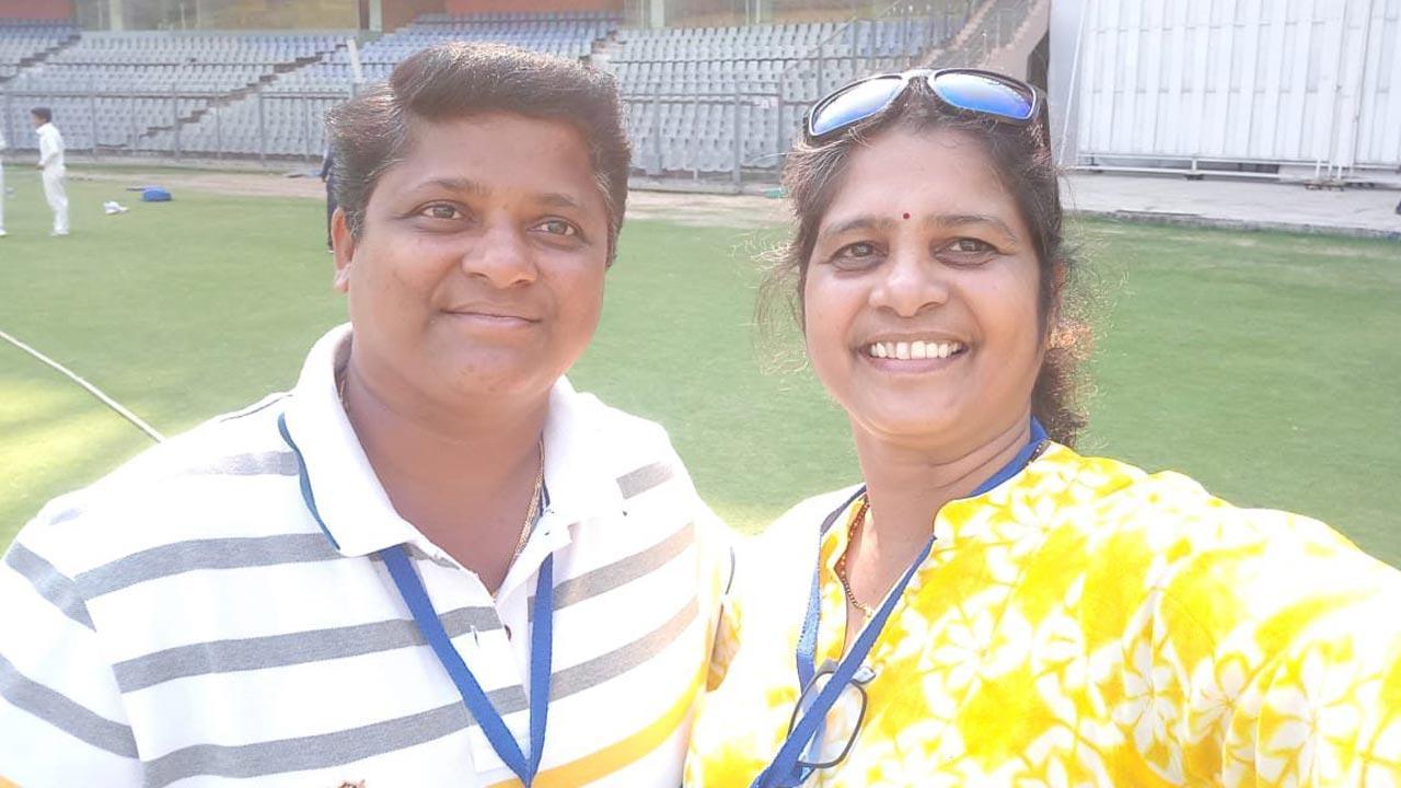 Ranjita Rane (left) with her Mumbai captain Hemangi Bhatte-Naik, when Rane was a liaising officer of Central Zone women’s team during Inter Zonal U-19 Championship at the Wankhede Stadium in February 2018