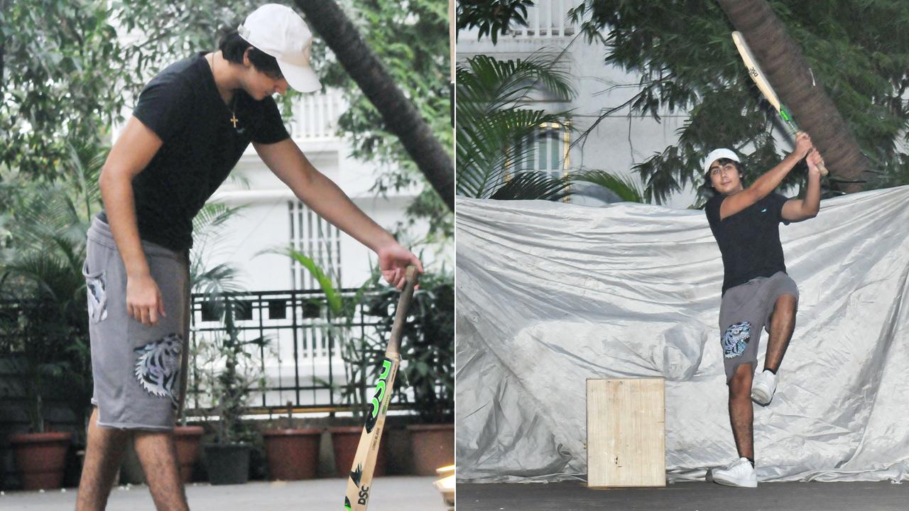 Arhaan Khan, son of Malaika Arora and Arbaaz Khan, was clicked in Bandra, Mumbai. The star kid was seen practising cricket, nearby his residence.