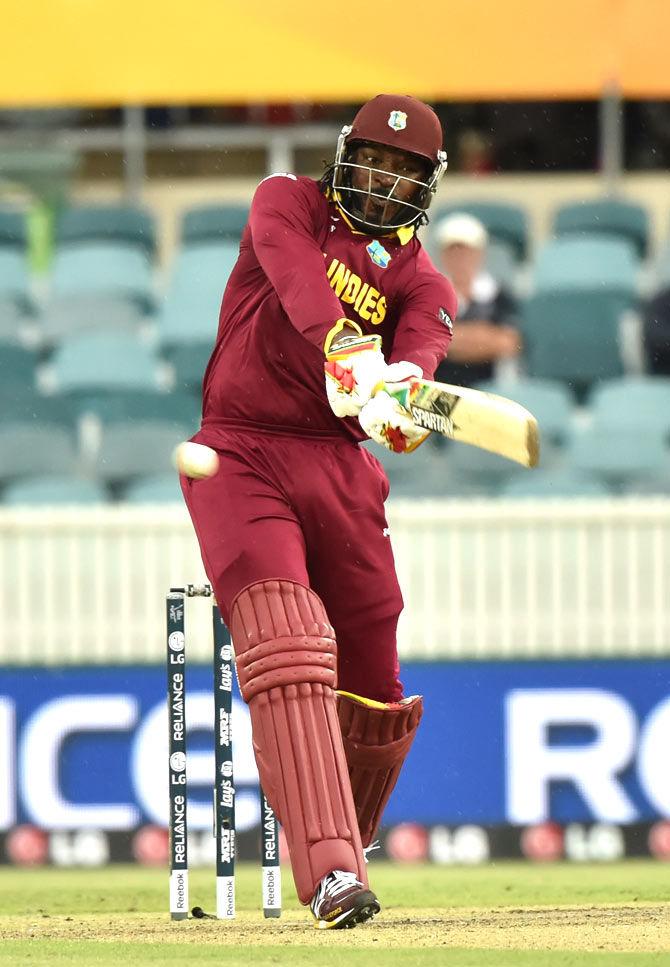 Chris Gayle (WI) - 215: Balls -147. Strike Rate - 146.25. Fours - 10. Sixes -16. Opponent - Zimbabwe. (Pic/ AFP)