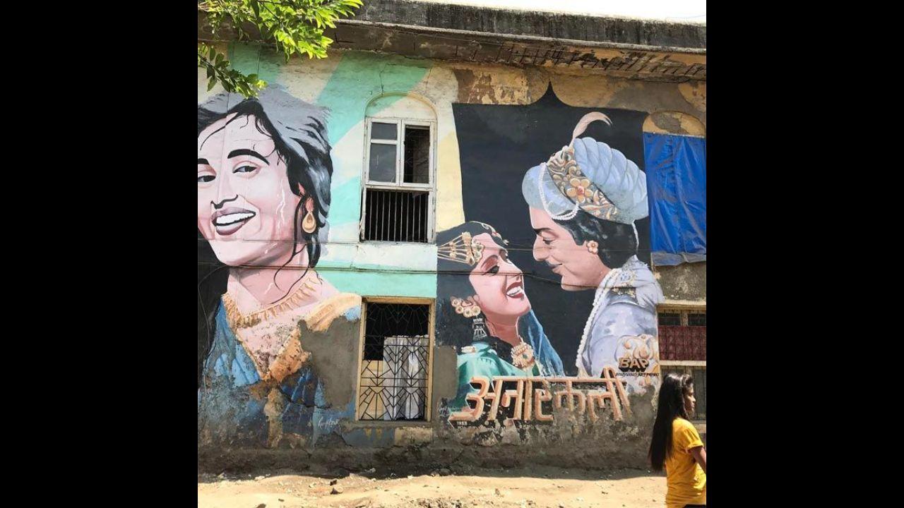 Not all murals survive though. Paintings of Madhubala (left) from Mughal-e-Azam and a still from the film Anarkali (right) created by Ranjit Dahiya, as a part of the Bollywood Art Project (BAP) in Bandra West, were painted over with a Budweiser advertisement in April. 