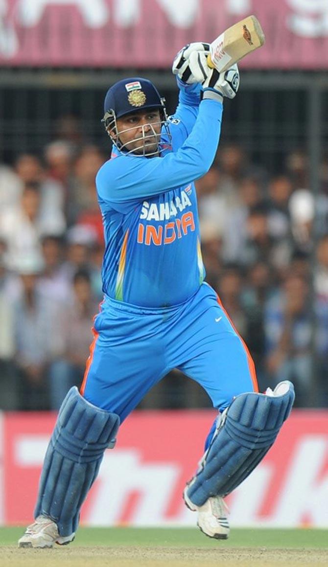 Virender Sehwag (IND) - 175: Balls - 140. Strike Rate -125. Fours - 14. Sixes - 5. Opponent - Bangladesh. (Pic/ AFP)