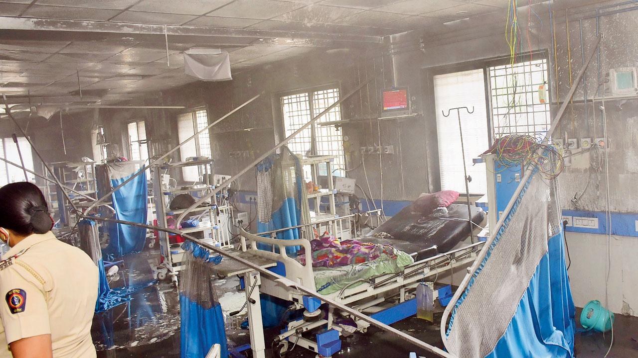 The ICU at the Ahmednagar Civil Hospital after the fire