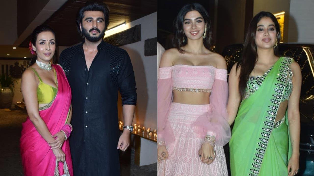 Malaika Arora-Arjun Kapoor, sisters Janhvi, Khushi Kapoor make a dazzling entry at Anil Kapoor`s Diwali bash