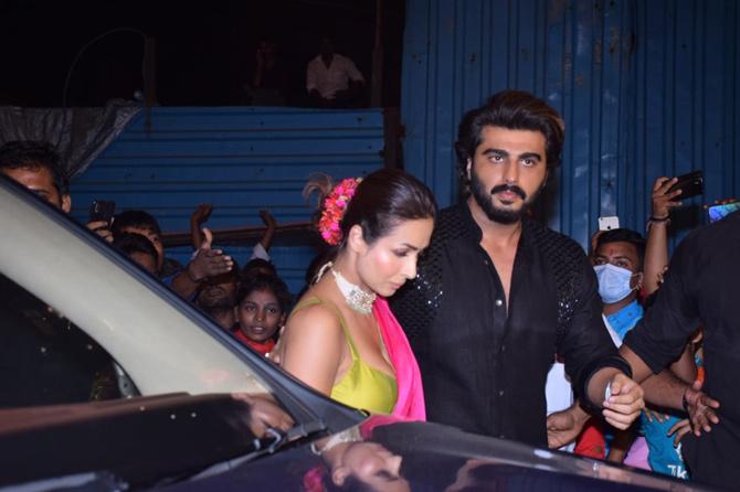 Malaika Arora and Arjun Kapoor walked in for Anil Kapoor`s Diwali party together.