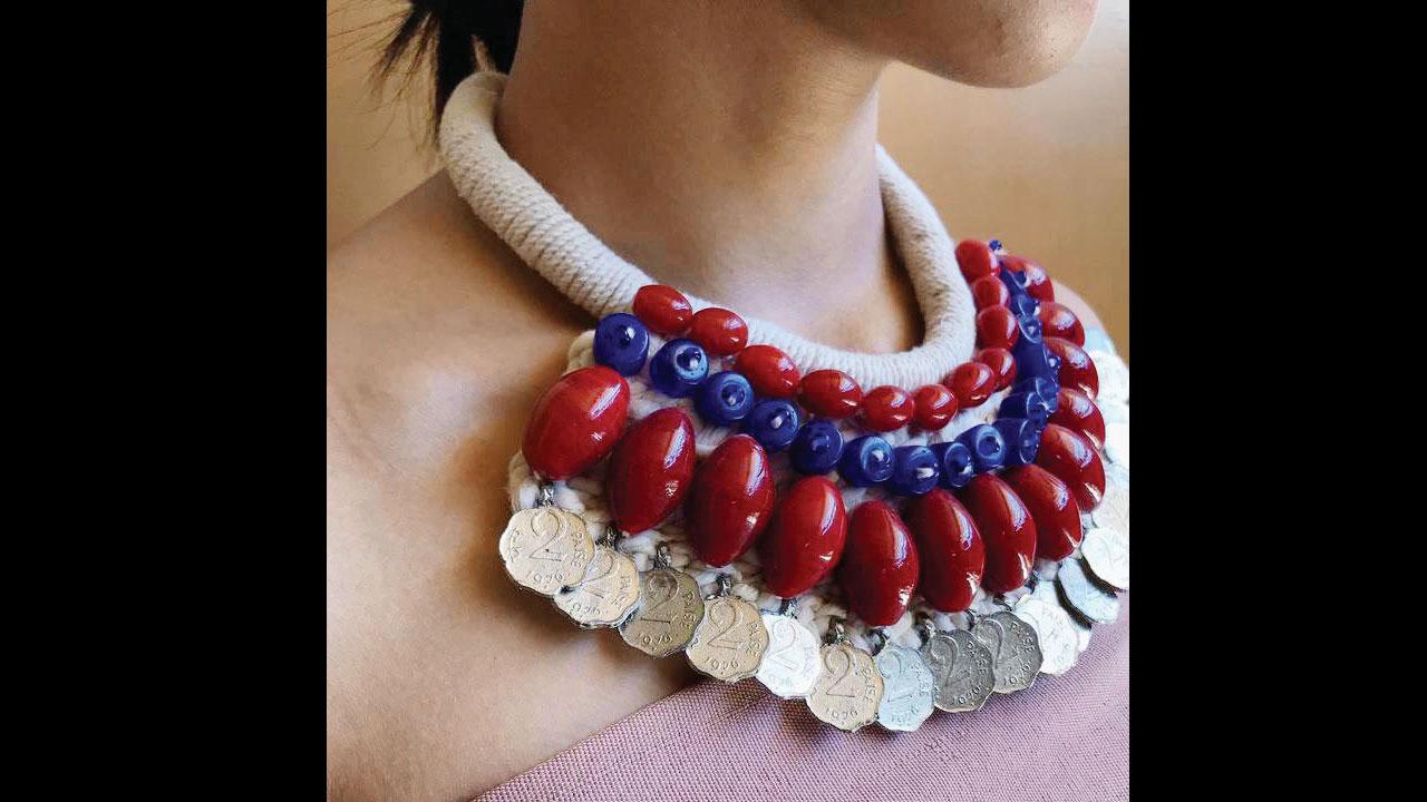A chunky bead necklace