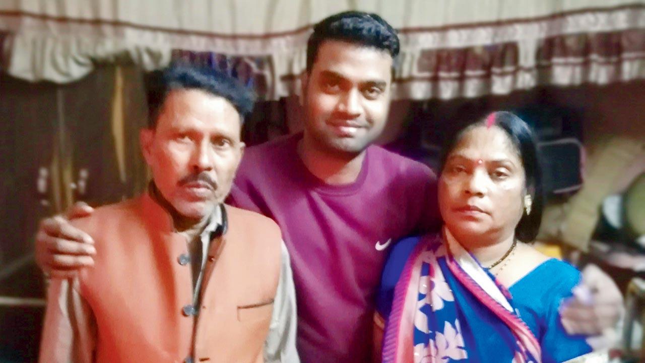 Valmiki with his family at his Lakhimpur home
