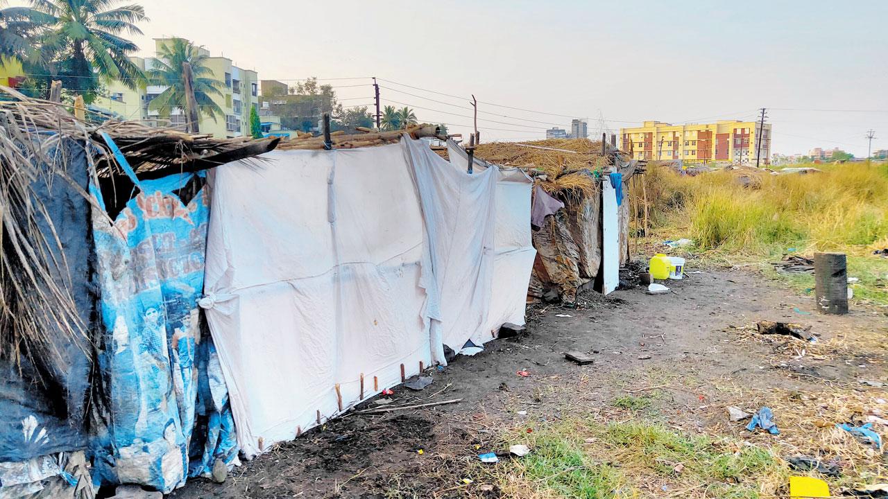 The shanties at Papdi village where they reside