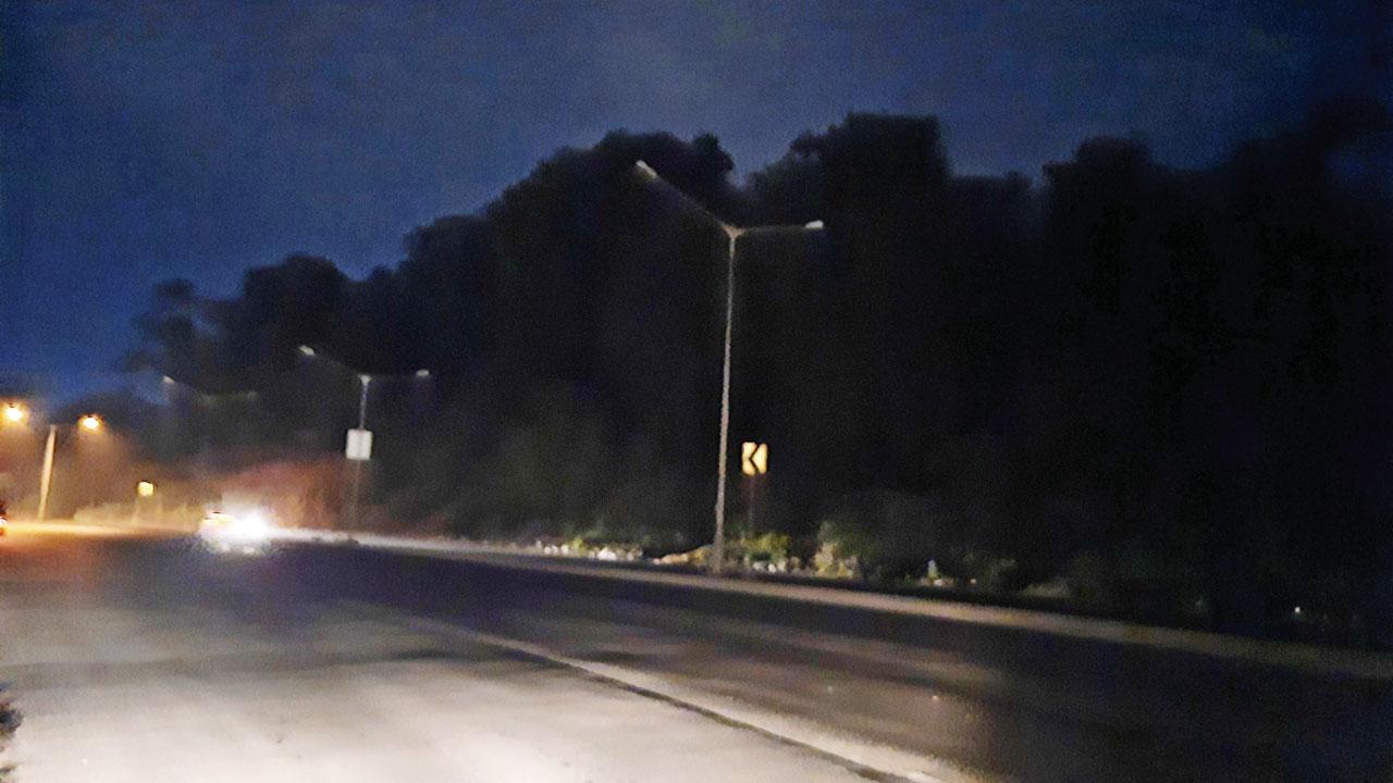 Non-functional streetlights in a part of the road