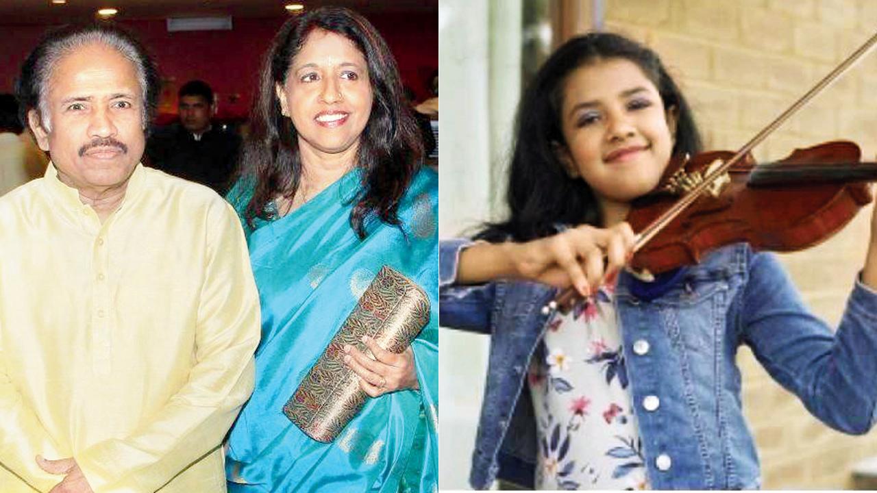Kavita Krishnamurti and L Subramaniam and granddaughter Mahati Subramaniam,