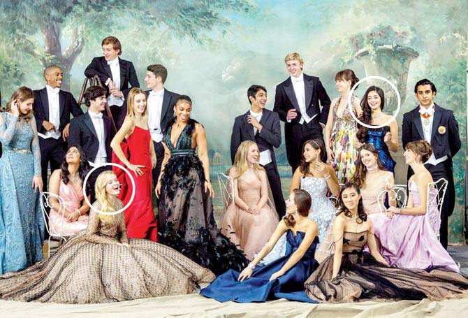 In an exclusive interview with mid-day, Ananya Panday talked about how excited and nervous she was to prepare herself for a traditional European concept of a debutante ball, Le Bal, Paris. The actress received an invitation from Ophé, lie Renouard to be a part of the renowned dance function in 2018. In Picture: Ananya Panday and Eva Phillippe look stunning and like princesses in this photograph taken at the 25th Bal des Debutantes (Image courtesy/Vanity Fair)
