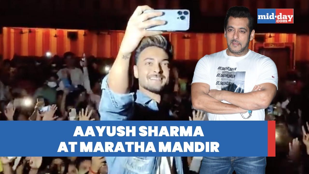 Aayush Sharma visits Maratha Mandir to meet fans