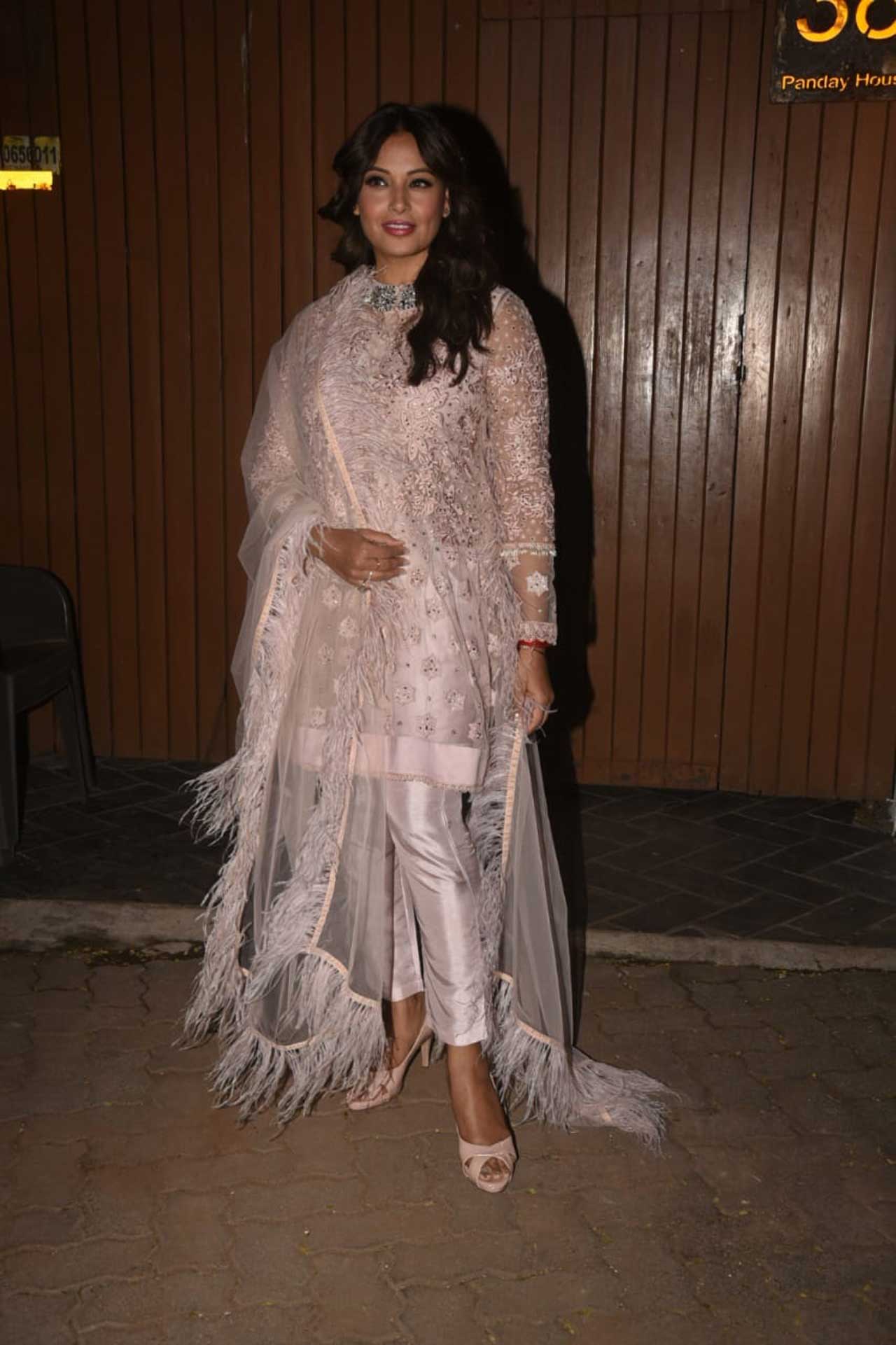 Bipasha Basu looked gorgeous in a white sequinned number. She shared pictures from the party on her Instagram Stories and wished Alanna and Ivor on their engagement. “Celebrating love. Together forever. Congratulations,” she wrote.