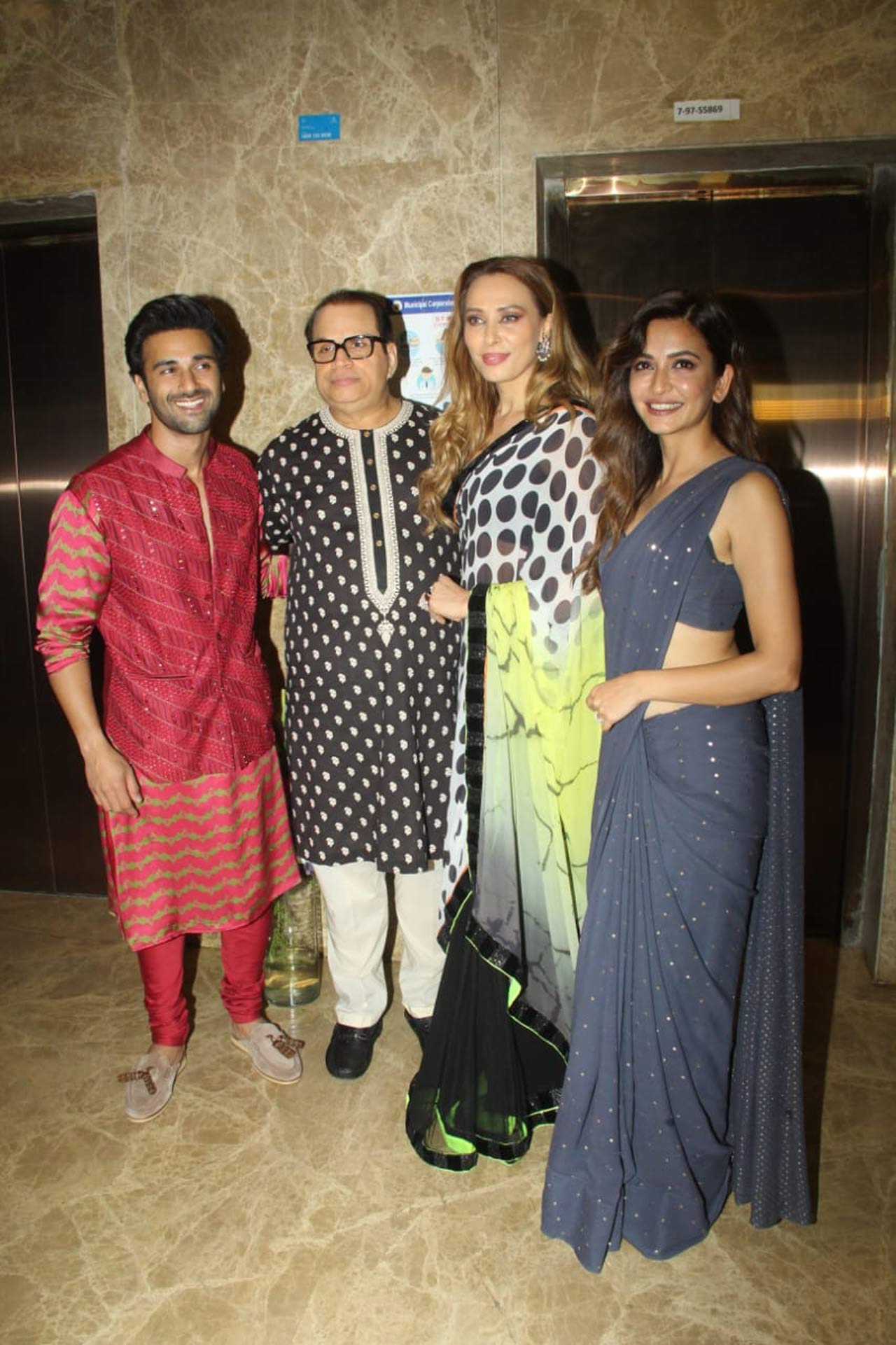 Ramesh Taurani's Diwali celebration was a lit affair as it brought celebrities like Pulkit Samrat, Kriti Kharbanda and Iulia Vantur among others under a roof. While Pulkit showed up in a sherwani, Kriti flaunted her svelte physique in a grey saree. Iulia's chic sartorial choice was appreciated by a lot of fashionistas on social media.