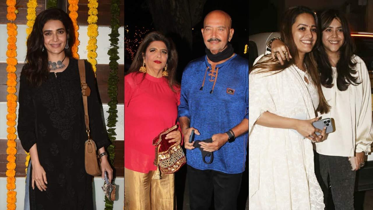 Karishma, Rakesh with his wife Pinkie, Anita attend Jeetendra's anniversary bash