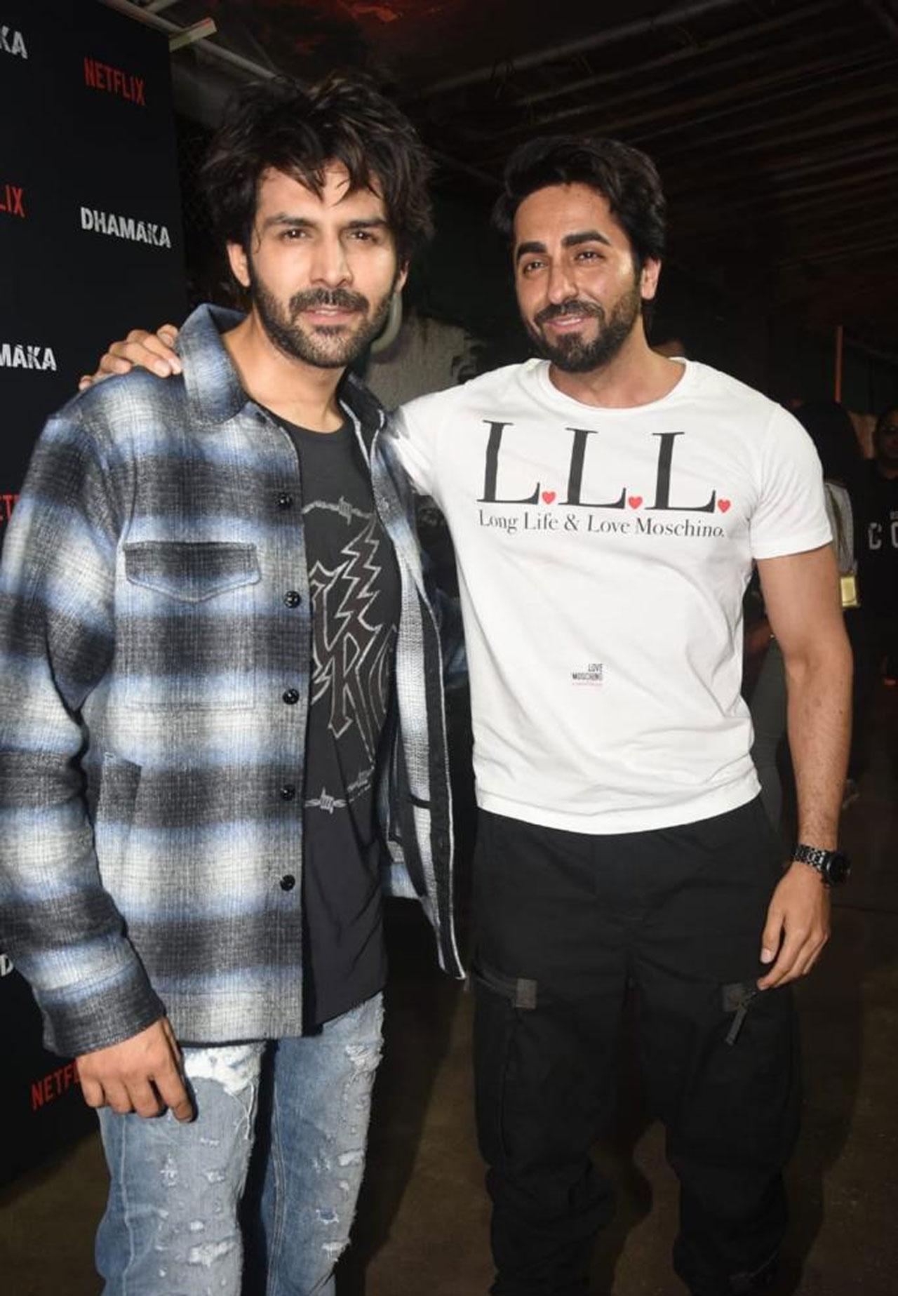 In another moment, KA and AK (Kartik Aaryan and Ayushmann Khurrana) were clicked together by the paparazzi. Would you like to see the duo in a film together?