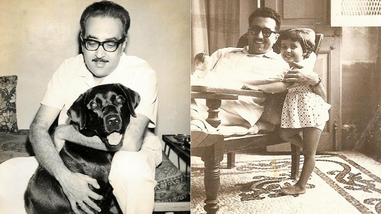 Sayani even named his labrador after the magician Swivello. Pic courtesy/Ayesha Sayani; (right) With his daughter Ayesha (Pooh) as a toddler. Pic courtesy/Ayesha Sayani