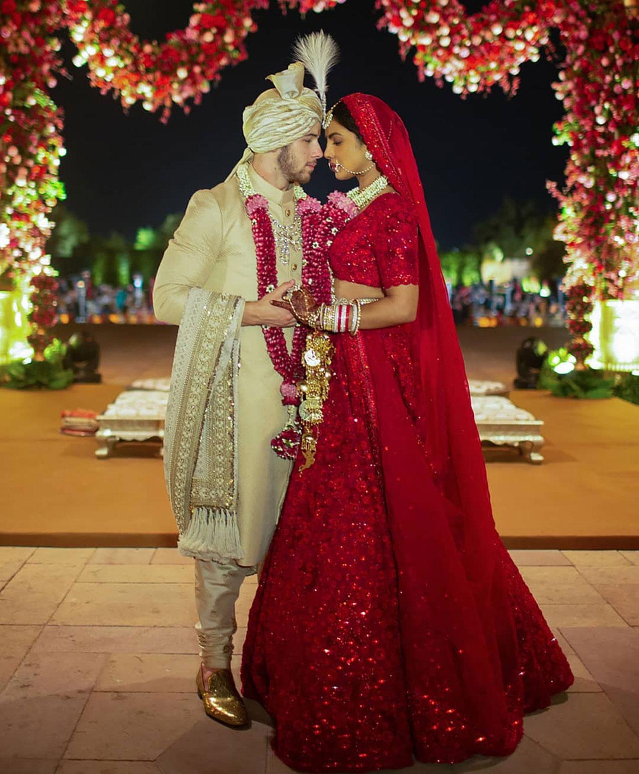 Priyanka Chopra and Nick Jonas tied the knot on December 1, 2018 at the Umaid Bhawan Palace in Jodhpur. The bride carried her red lehenga with aplomb whereas the groom nailed his golden Sharwani. (Picture Courtesy: Official Instagram Account-Priyanka Chopra).