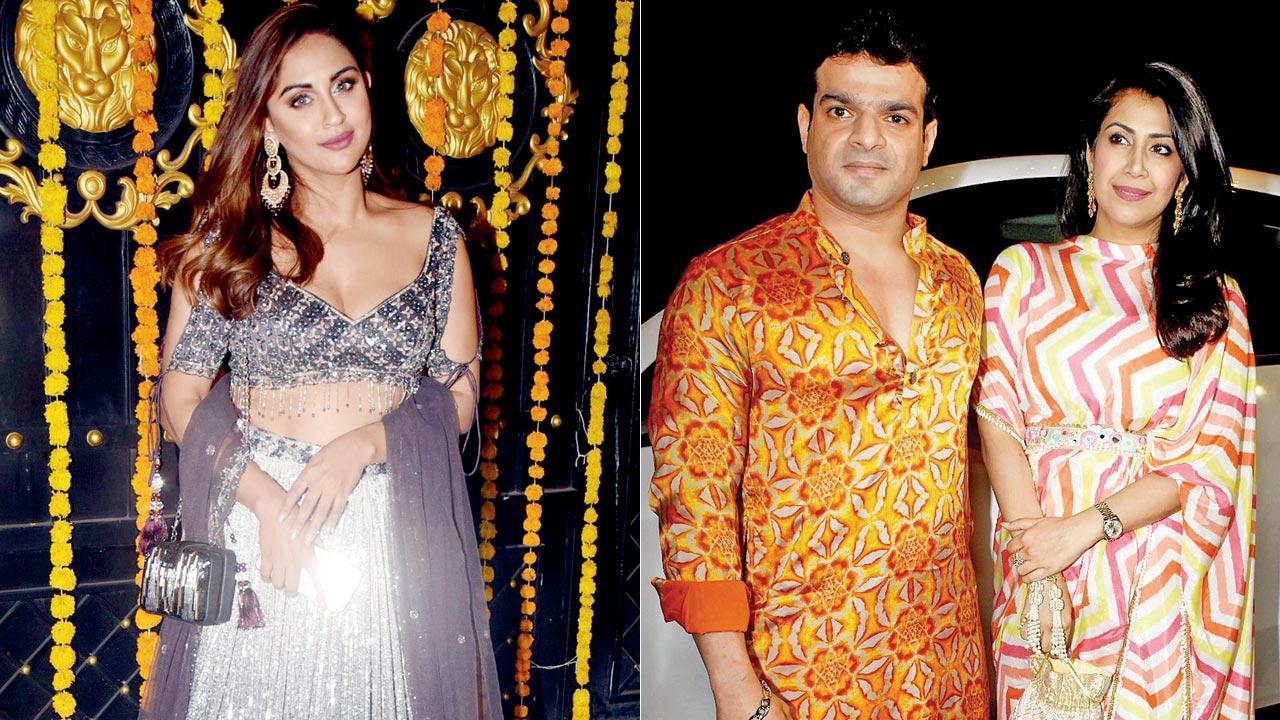 Krystle D’souza; (right) Karan Patel and Ankita Bhargava