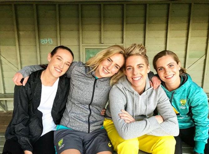 Ellyse Perry posted this picture with a few friends and wrote, 'Long days of hangs with these guys this weekend'