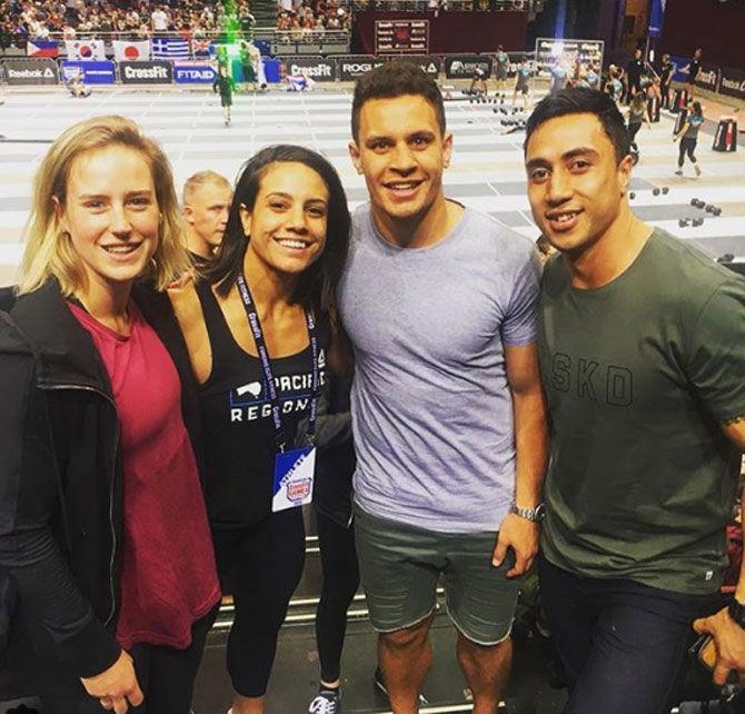 Ellyse Perry posted this picture with husband Matt Toomua and a couple of other athletes, and captioned, 'Special weekend supporting @ray_intraining at the CrossFit Regionals. Serious admiration for what these athletes are capable of'