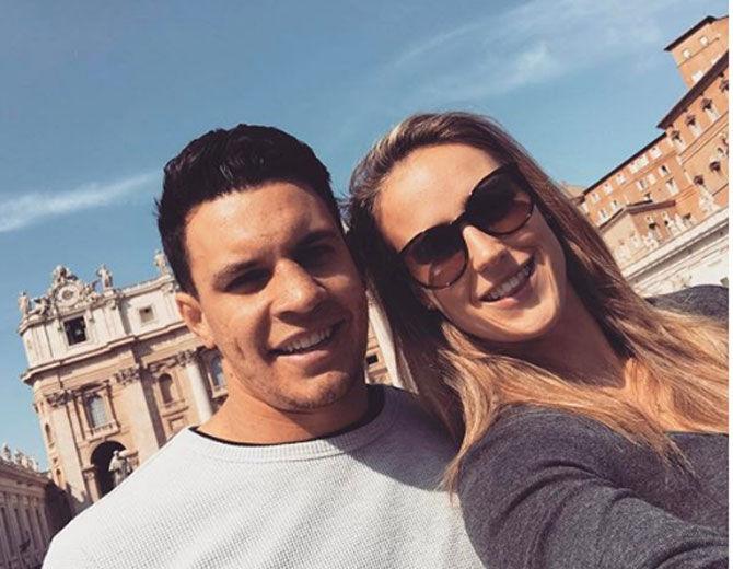 Ellyse Perry is the youngest person to represent Australia in cricket and the first Australian to have appeared in both cricket and soccer World Cups.
In picture: Ellyse Perry and ex-husband Matt Toomua look to be soaking in the sun while vacationing in Europe