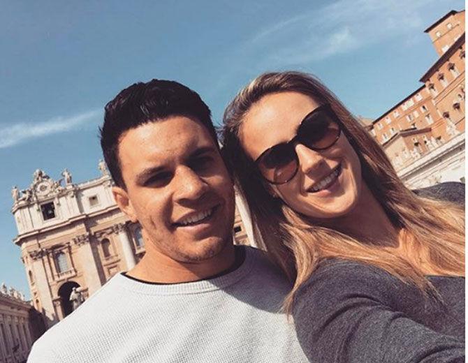 Ellyse Perry is the youngest person to represent Australia in cricket and the first Australian to have appeared in both cricket and soccer World Cups.
In picture: Ellyse Perry and ex-husband Matt Toomua look to be soaking in the sun while vacationing in Europe