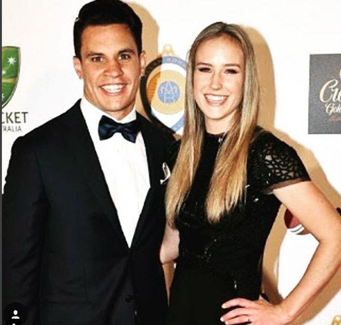 Ellyse Perry was born in the Sydney suburb of Wahroonga and attended Beecroft Public School, and Pymble Ladies College, completing year 12 in 2008. At Pymble, she was Sports Captain, Athletics Captain and Cricket Captain.
In picture: Ellyse Perry looked absolutely gorgeous in this black dress with ex-husband Matt Toomua.