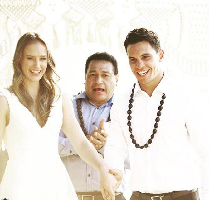 Less than a year later on August 20, 2014, Ellyse Perry and Matt Toomua announced their engagement. They later married on December 19, 2015.
Ellyse Perry posted this picture from her wedding to Matt Toomua. Perry captioned, 'We got hitched!'