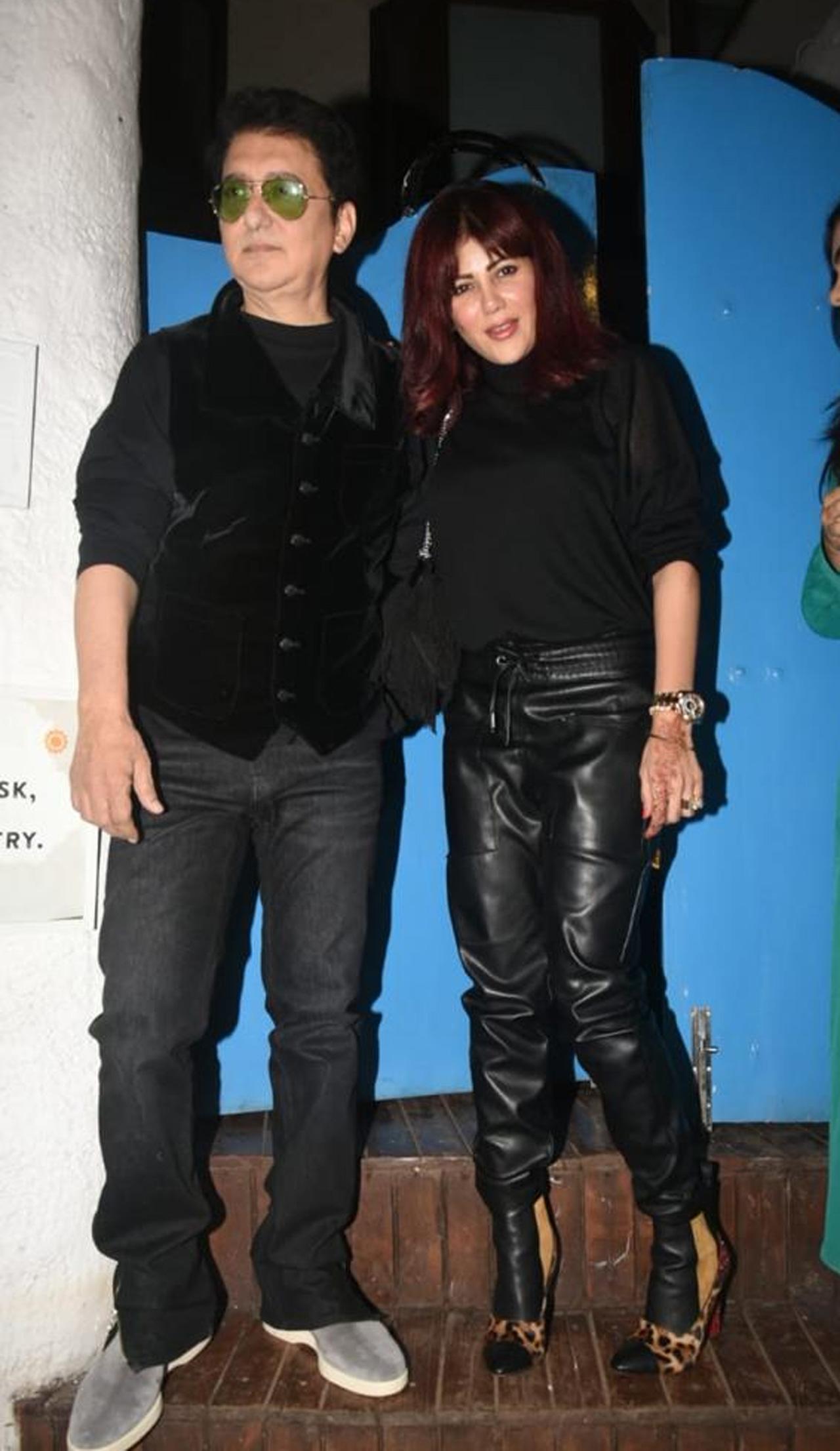 Sajid Nadiadwala and his wife Warda Nadiadwala could be seen twinning in black and acing their fashion choice for the night. 