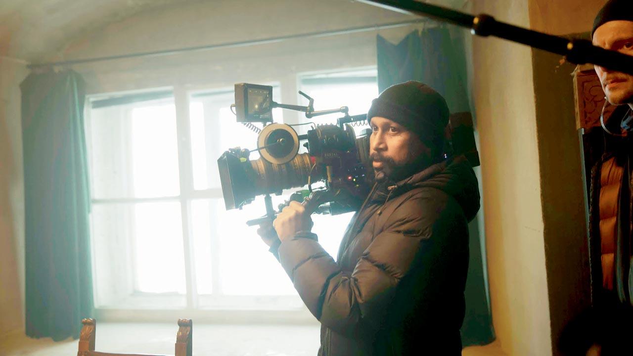 Shoojit Sircar wielding the camera during shoot