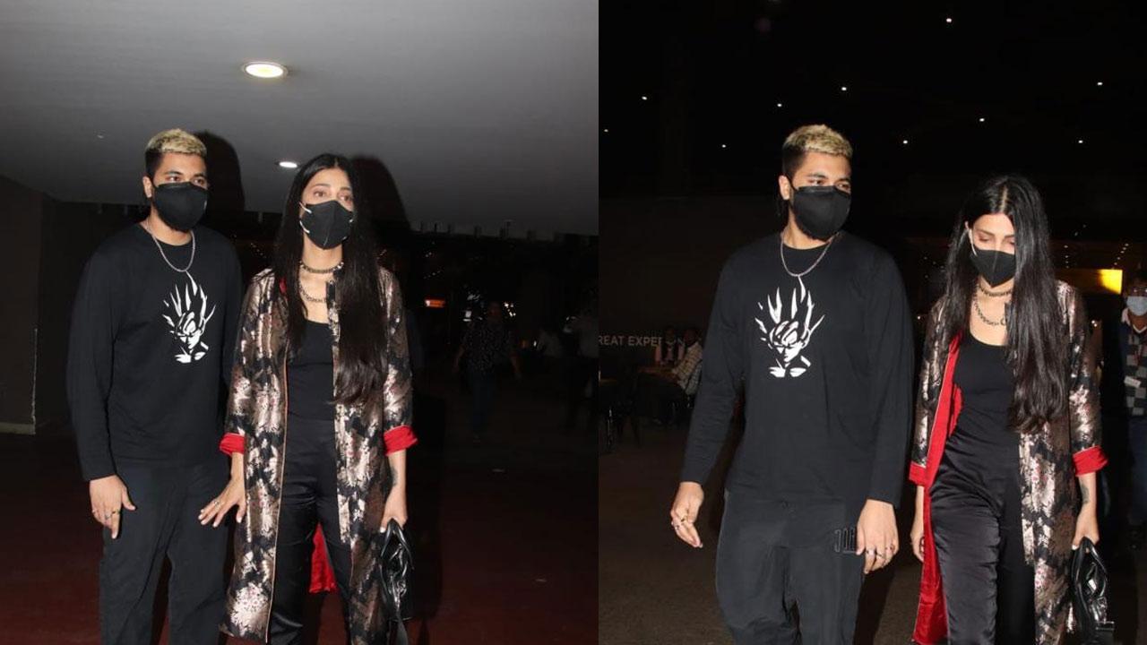 Shruti Haasan and boyfriend Santanu Hazarika twin in black as they arrive together at the airport