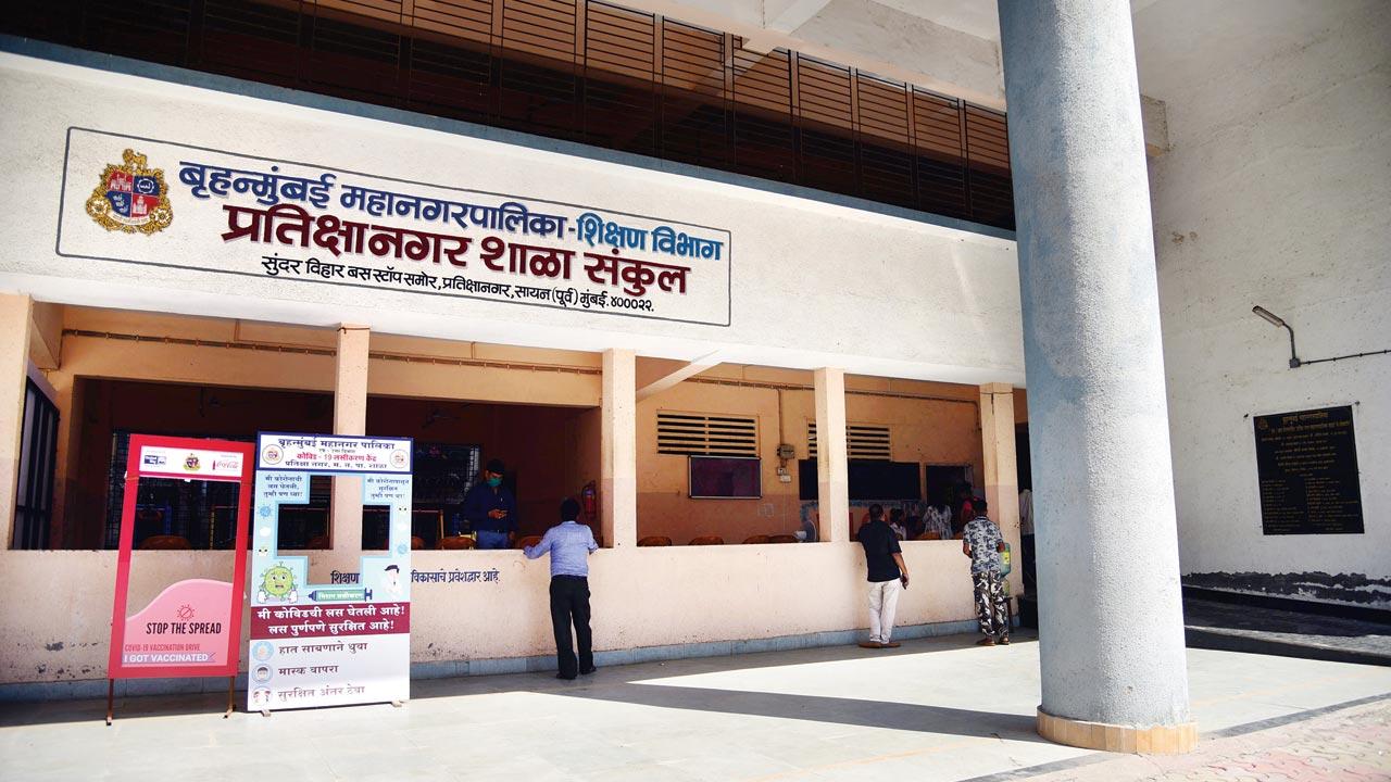 The new Pratiksha Nagar BMC School at Sion. The school will start operations after the state’s green signal to reopen primary schools. Pic/Pradeep Dhivar