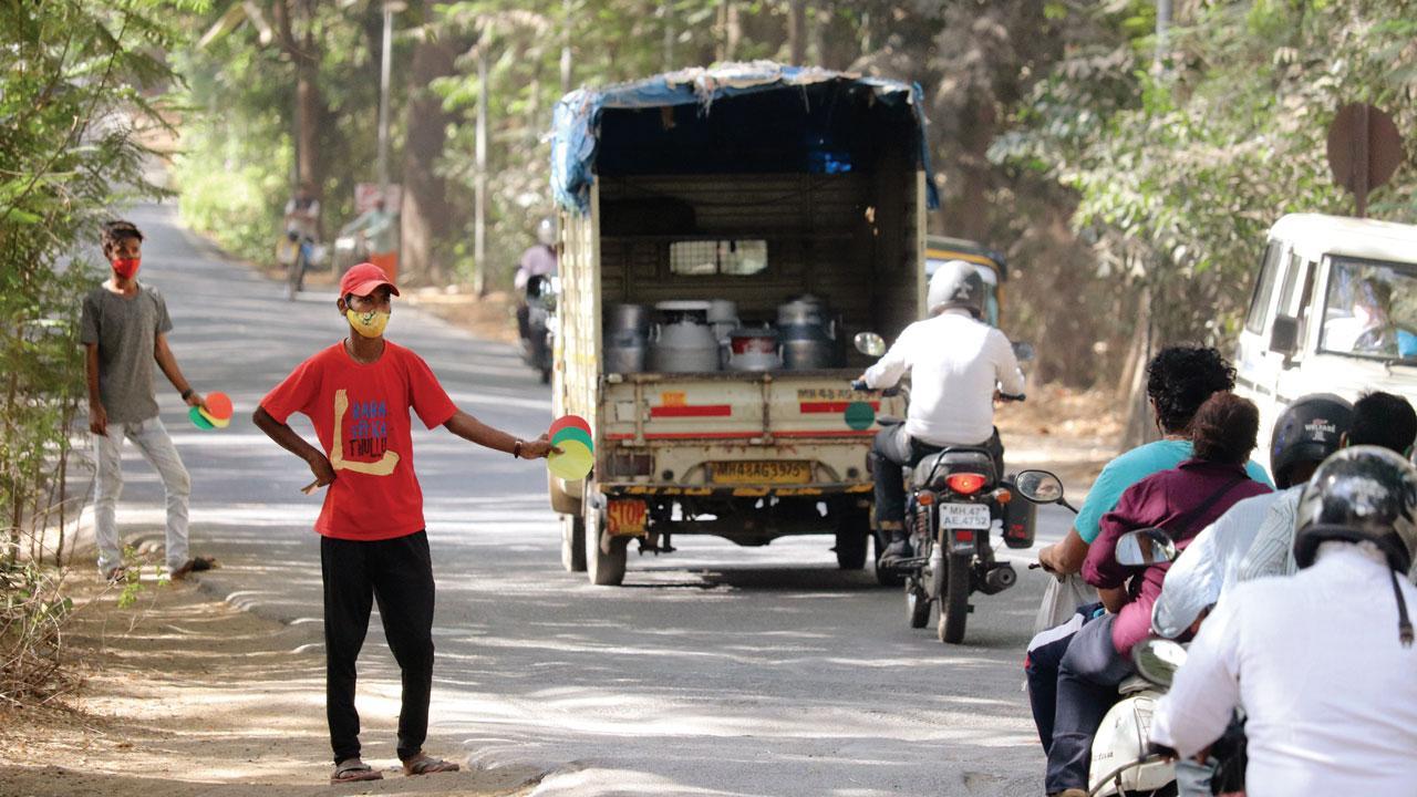 Vehicles inside Aarey. Environmentalists have been urging the state to impose speed restrictions inside the green zone and close internal roads at night. File pic/Anurag Ahire