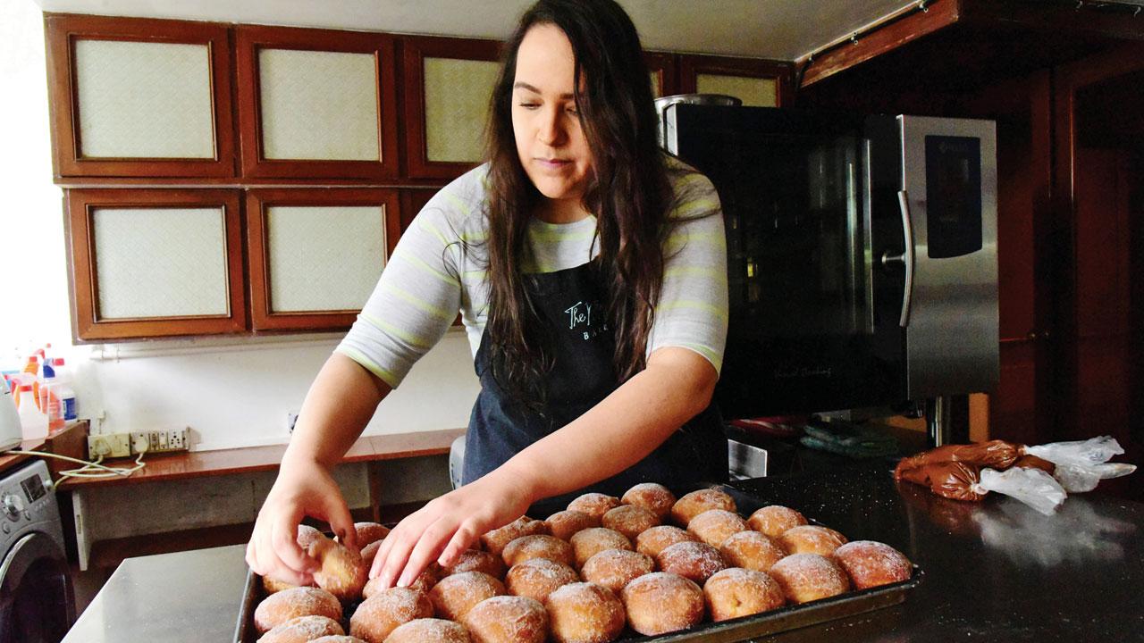 Chef Noor Mubarak at the Notting Hill bakery in Colaba. She plans to introduce the cereal milk brioche as a pop-up soon. PIC/SURESH KARKERA