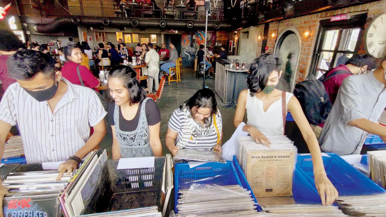 Vinyl enthusiasts at a previous session