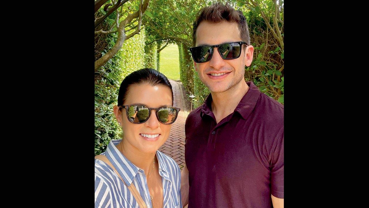 Former NASCAR driver Danica Patrick and Carter Comstock