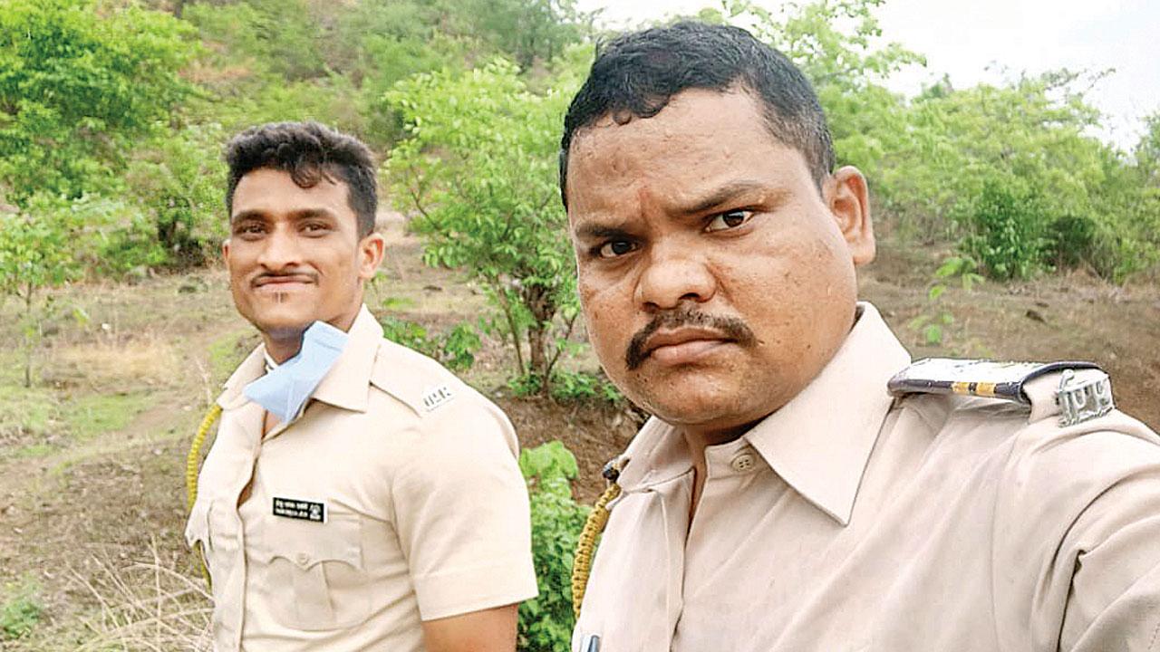 Members of a GRP team that walked for 4 km on tracks and through the jungle to reach an injured woman to hospital. The woman, a resident of Karla village, had fallen off the edge of a cliff and was lying by the tracks