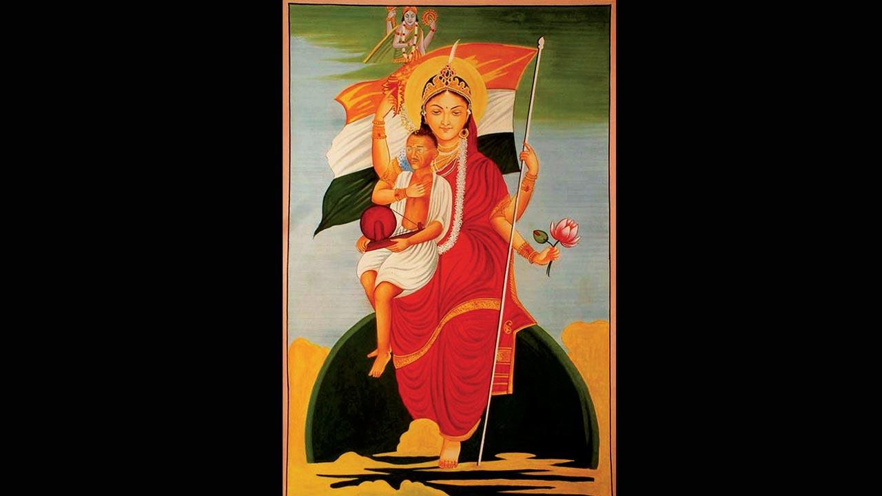 A poster from Kerkar’s collection, where Gandhi is shown as Jesus Christ and Bharat Mata as Mother Mary. Pics courtesy/Subodh Kerkar