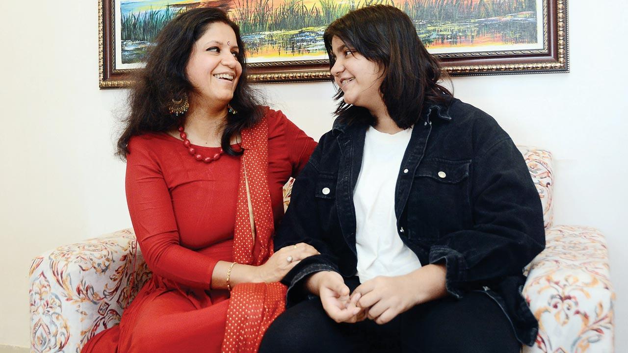 Naturopath Nisha Koiri with her daughter Sanjana, 14. Koiri feels that kids should be in close proximity with each other to develop better immunity, and believes that they definitely don’t need this vaccine. Pic/Sayyed Sameer Abedi