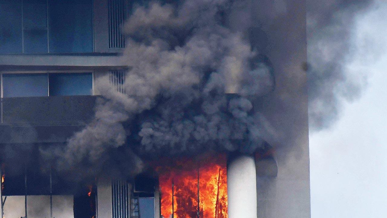 The fire started in a flat on the 19th floor of One Avighna Park on Friday. File pics