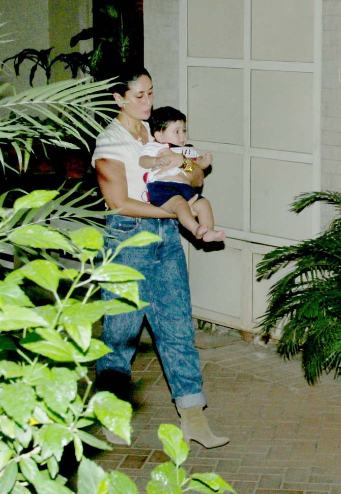 Kareena Kapoor Khan was earlier spotted with baby Jeh, who was curiously looking around. Saif and Kareena's younger son was born on February 21 this year.