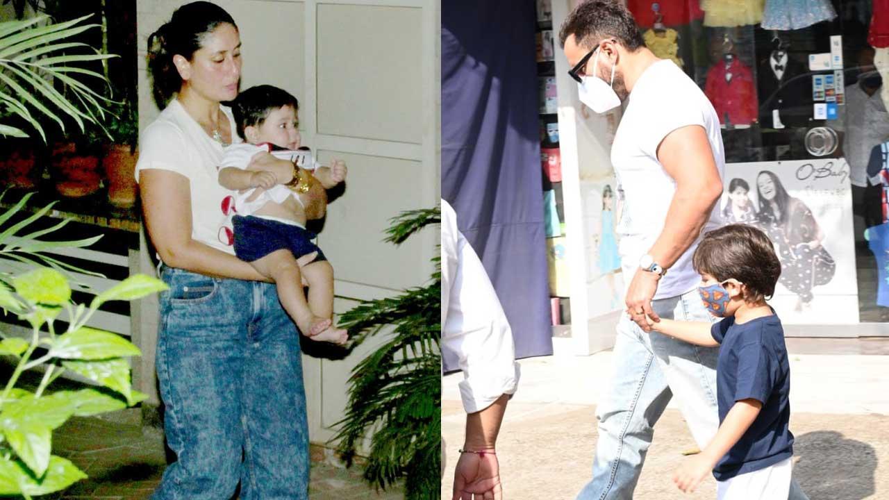 Saif Ali Khan takes Taimur for a walk, Kareena Kapoor Khan attends to baby Jeh