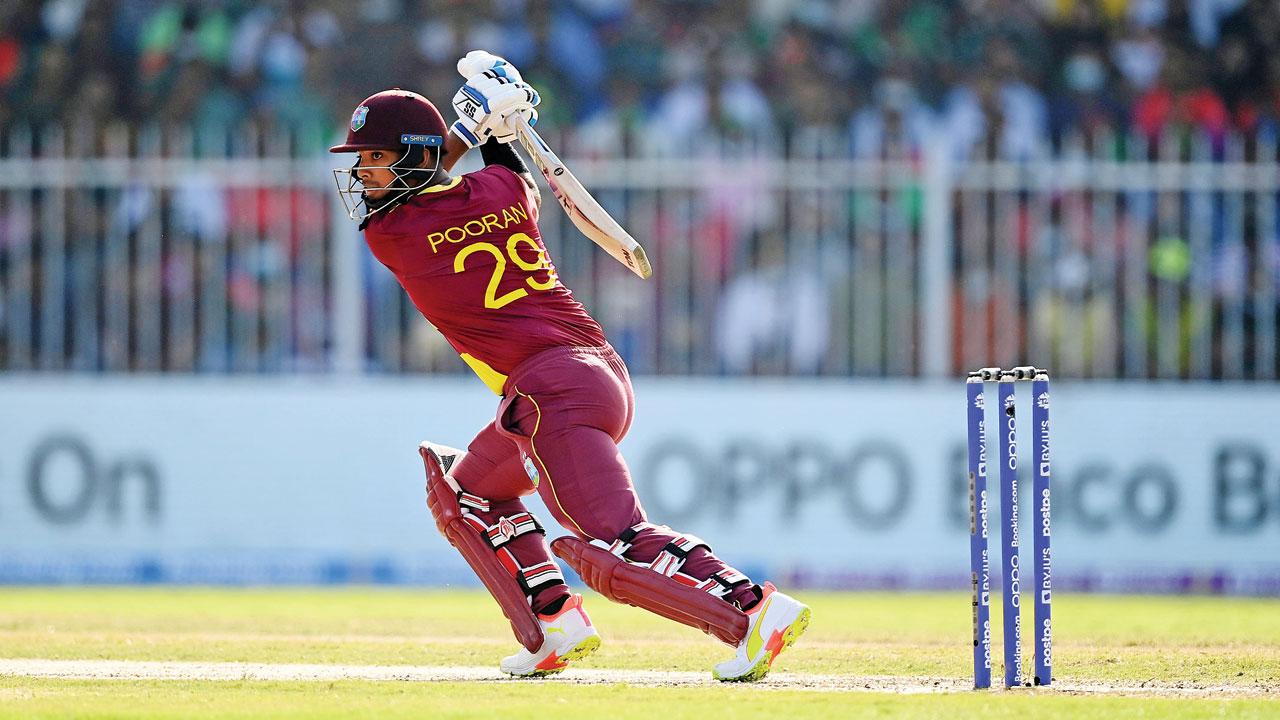 WI’s Nicholas Pooran in full flow against Bangladesh yesterday. Pic/Getty Images